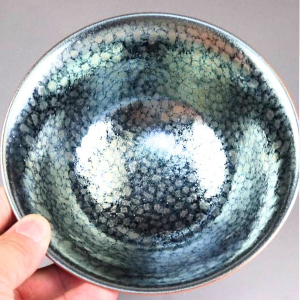 Kiyomizu-yaki Tenmoku Matcha Bowl | Handcrafted Japanese Ceramic Tea Bowl 14.5cm