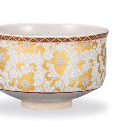 Kutani Ware Matcha Bowl White Grain Tessen Japanese Ceramic Tea Cup Made in Japan