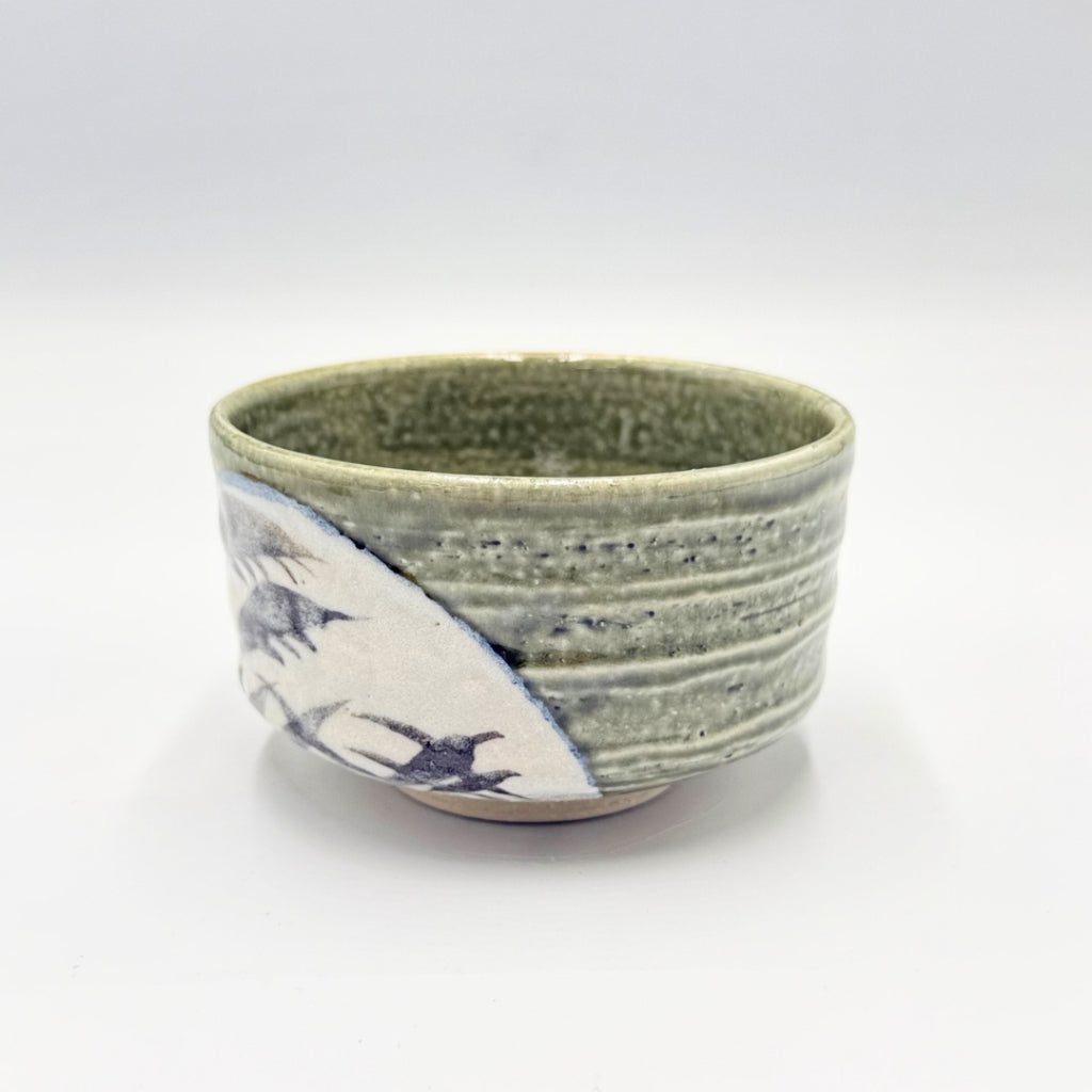 Oribe Ashi Matcha Bowl Mino Ware Handcrafted Japanese Ceramic Chawan Tea Ceremony