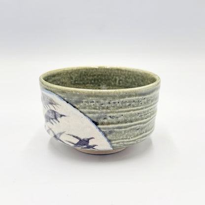 Oribe Ashi Matcha Bowl Mino Ware Handcrafted Japanese Ceramic Chawan Tea Ceremony