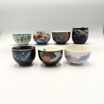 Japanese Ceramic 3-Piece Set: Mino Ware, Kutani Ware, Traditional Pottery Teacups (Random Assortment)
