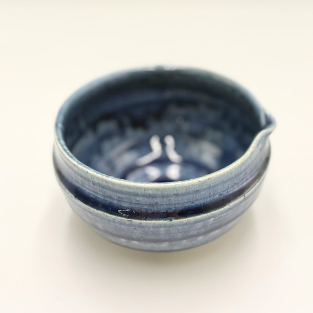 SAI-KATAKUCHI Matcha Bowl Sokon Blue Japanese Mino Ware Handcrafted Ceramic Tea Bowl 600ml