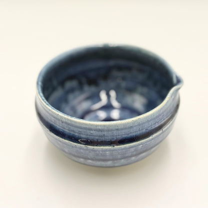 SAI-KATAKUCHI Matcha Bowl Sokon Blue Japanese Mino Ware Handcrafted Ceramic Tea Bowl 600ml