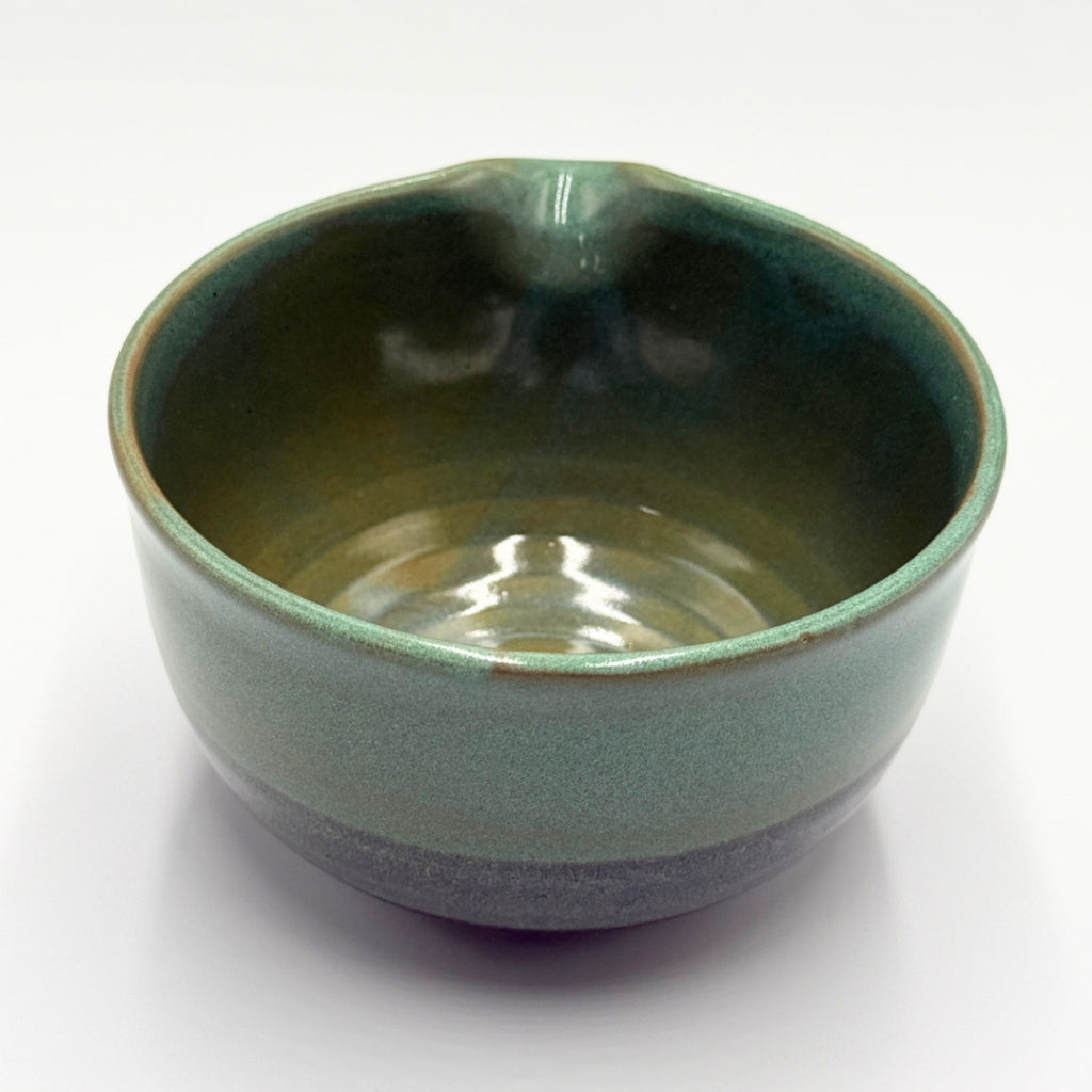 Japanese Mino Ware Green Glaze Katakuchi Matcha Bowl Handcrafted Ceramic Tea Cup Made in Japan