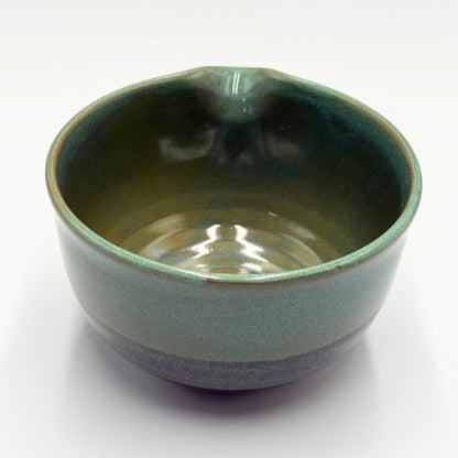 Japanese Mino Ware Green Glaze Katakuchi Matcha Bowl Handcrafted Ceramic Tea Cup Made in Japan
