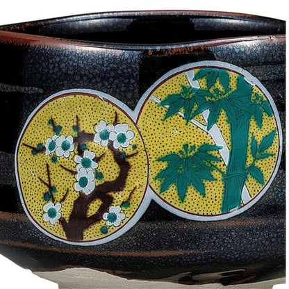 Kutani Ware Matcha Bowl Sho-Chiku-Bai Pine Bamboo Plum Japanese Ceramic Tea Cup Handcrafted Japan