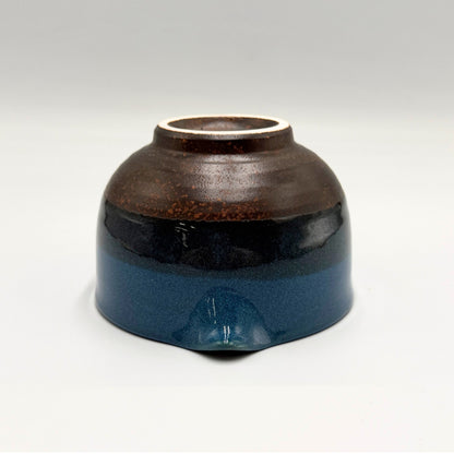 Japanese Mino Ware Blue Glaze Katakuchi Matcha Bowl Handcrafted Ceramic Tea Cup 13.7cm