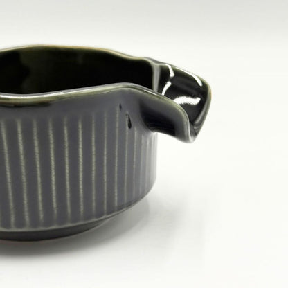 [Katakuchi Matcha Bowl] Meisen Faceted Oribe-style Matcha Bowl with Pouring Spout　Made in Japan 14.5cm