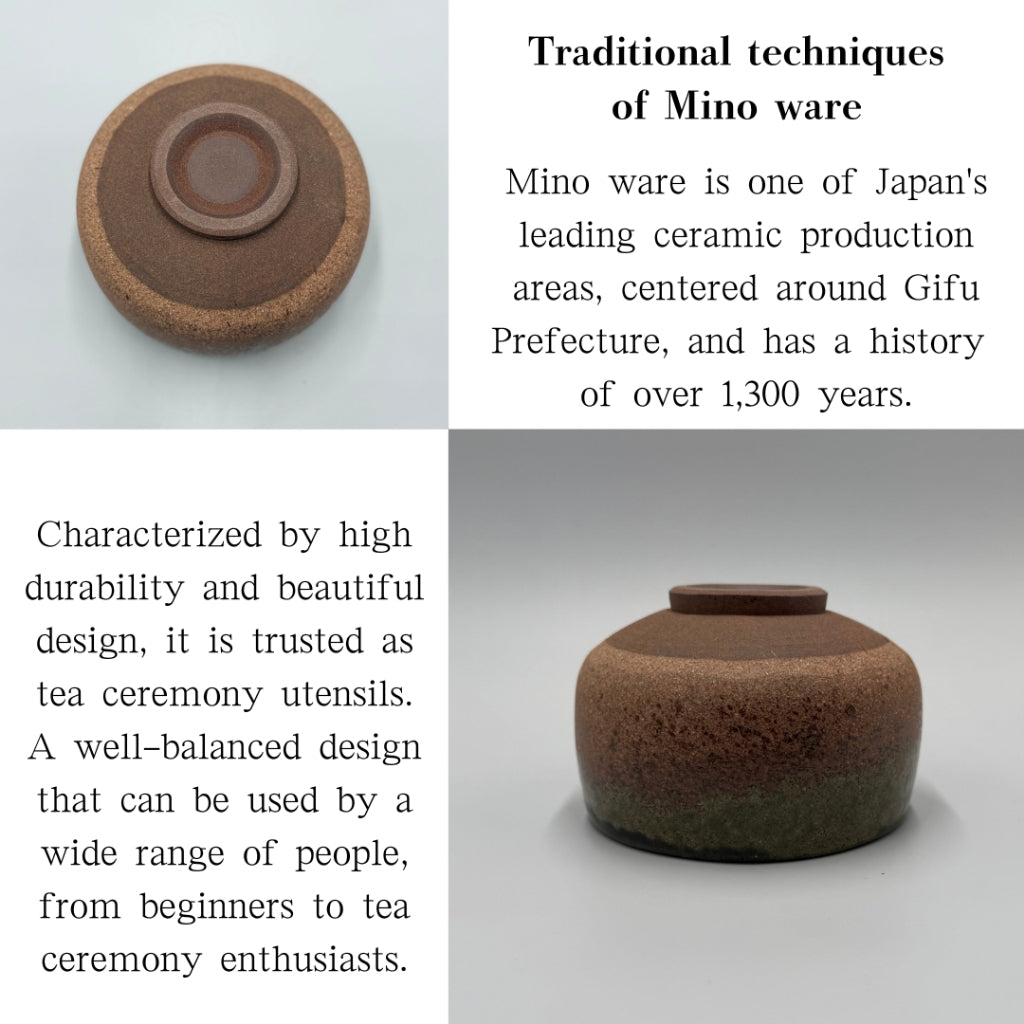 Matcha Bowl Iga Oribe – Japanese Chawan Mino Ware Tea Cup with Green Glaze, Made in Japan