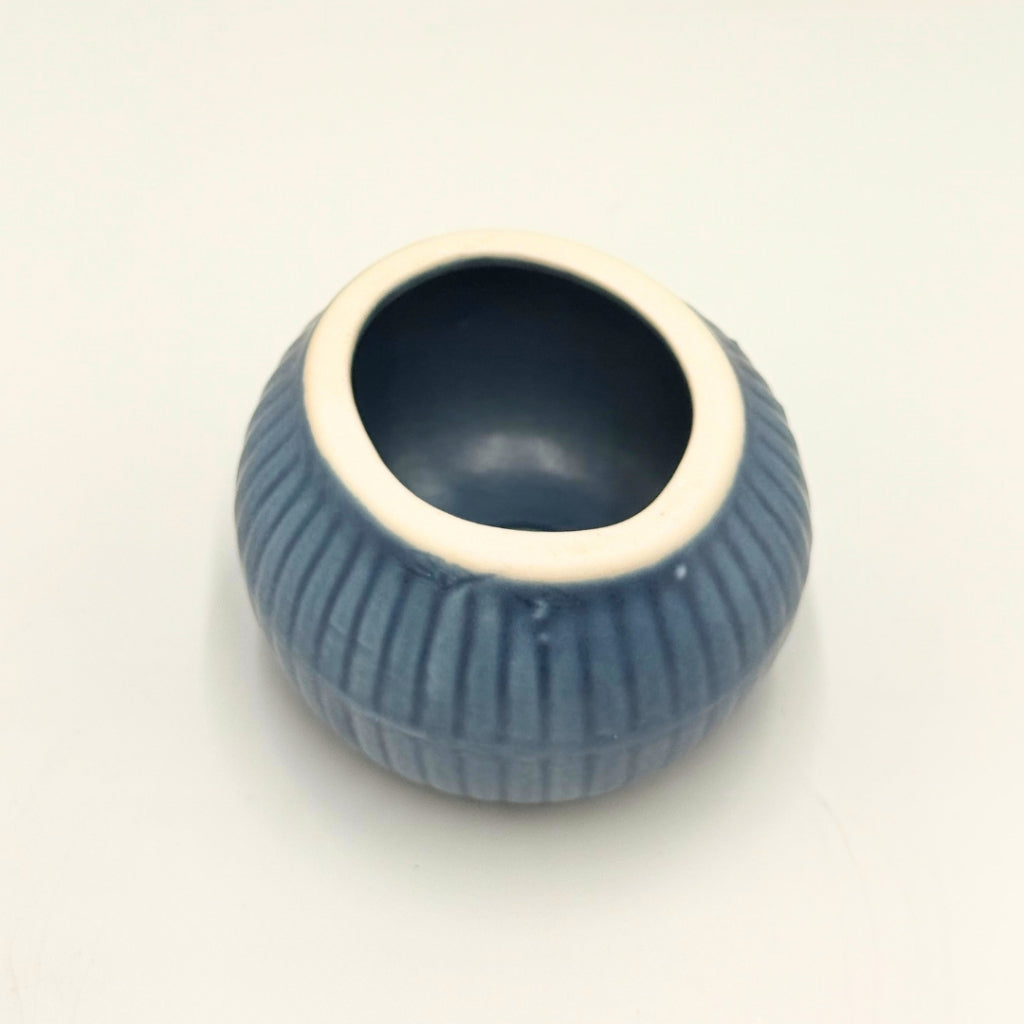 Japanese Mino Ware Navy Chasen Stand Holder Matcha Whisk Reshaper Ceramic Tea Accessory