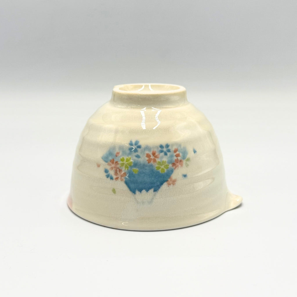 Japanese Mino Ware Matcha Bowl Mt Fuji Design Handmade Pouring Spout Tea Ceremony Latte Art