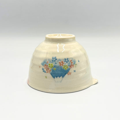 Japanese Mino Ware Matcha Bowl Mt Fuji Design Handmade Pouring Spout Tea Ceremony Latte Art