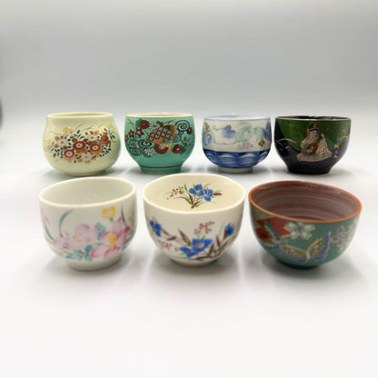 Japanese Ceramic 3-Piece Set: Mino Ware, Kutani Ware, Traditional Pottery Teacups (Random Assortment)