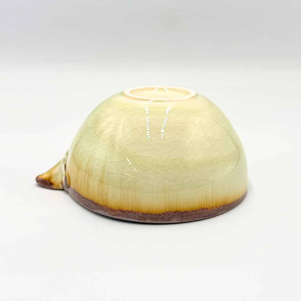 Japanese Mino Ware Matcha Bowl Katakuchi Pouring Spout Rustic Crackle Glaze Ceramic Tea Cup