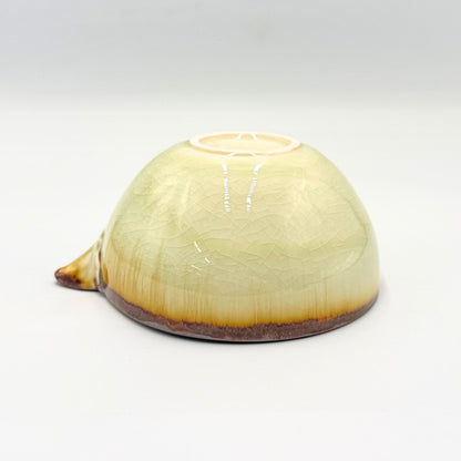 Japanese Mino Ware Matcha Bowl Katakuchi Pouring Spout Rustic Crackle Glaze Ceramic Tea Cup