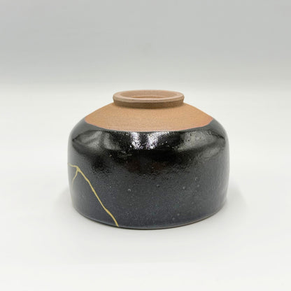 Japanese Matcha Bowl Yuzu Tenmoku Kintsugi Style Chawan Mino Ware Handcrafted Tea Ceremony Ceramic
