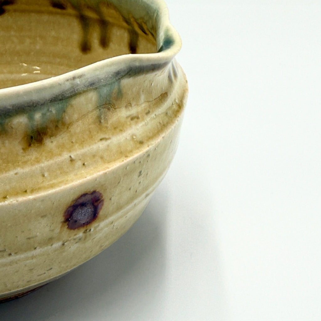Japanese Mino Yaki Matcha Bowl Suisui Green Katakuchi Pouring Lip Porcelain 600ml