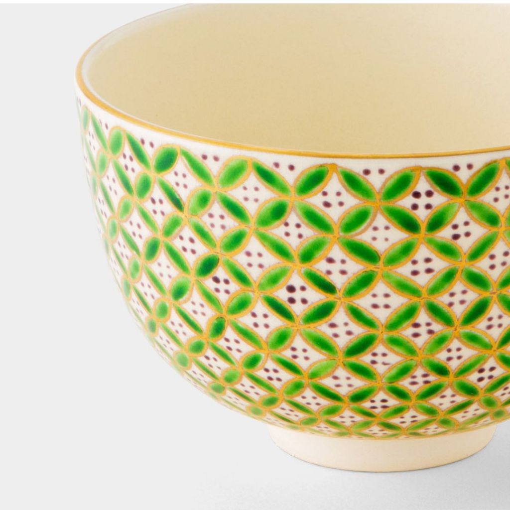 Kiyomizu-yaki Matcha Bowl Gold Kinpaku Shippo Japanese Tea Ceremony Chawan Handcrafted Kyoto Pottery