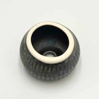 Japanese Mino Ware Silver Chasen Stand Round Tea Whisk Holder Matcha Ceramic Gift