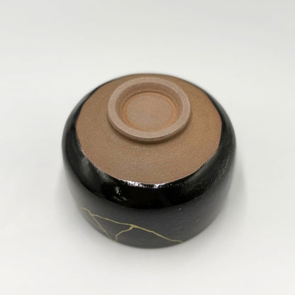 Japanese Matcha Bowl Yuzu Tenmoku Kintsugi Style Chawan Mino Ware Handcrafted Tea Ceremony Ceramic
