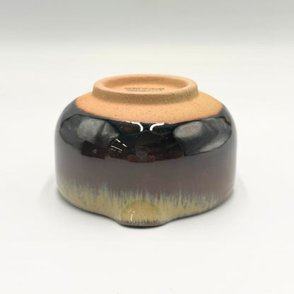 Japanese Handmade Matcha Bowl Kohaku Amber ME-GU-RI Series Ceramic Katakuchi Tea Cup 350ml