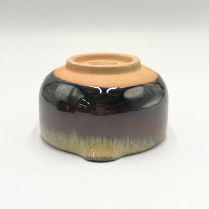 Japanese Handmade Matcha Bowl Kohaku Amber ME-GU-RI Series Ceramic Katakuchi Tea Cup 350ml