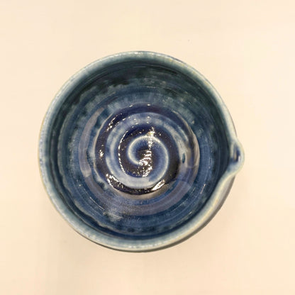 SAI-KATAKUCHI Matcha Bowl Sokon Blue Japanese Mino Ware Handcrafted Ceramic Tea Bowl 600ml