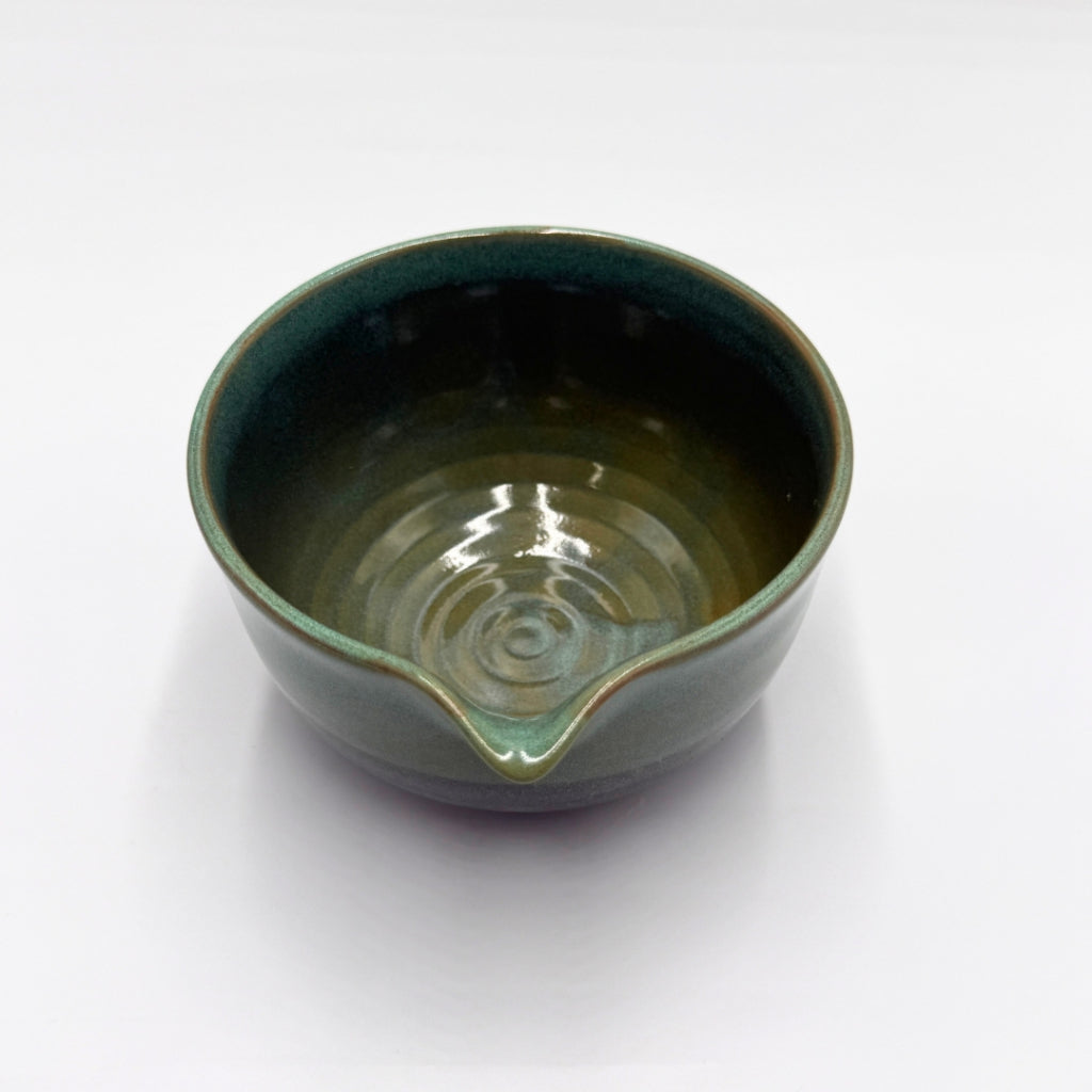 Japanese Mino Ware Green Glaze Katakuchi Matcha Bowl Handcrafted Ceramic Tea Cup Made in Japan