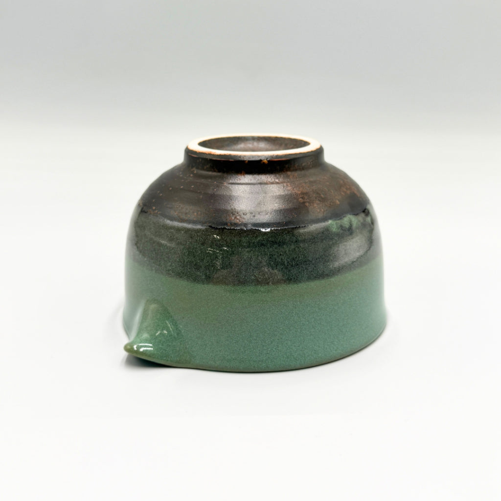 Japanese Mino Ware Green Glaze Katakuchi Matcha Bowl Handcrafted Ceramic Tea Cup Made in Japan
