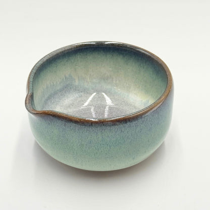 Japanese Handmade Matcha Bowl Katakuchi Pouring Bowl Emerald Flow SUIRYU Ceramic 350ml Made in Japan