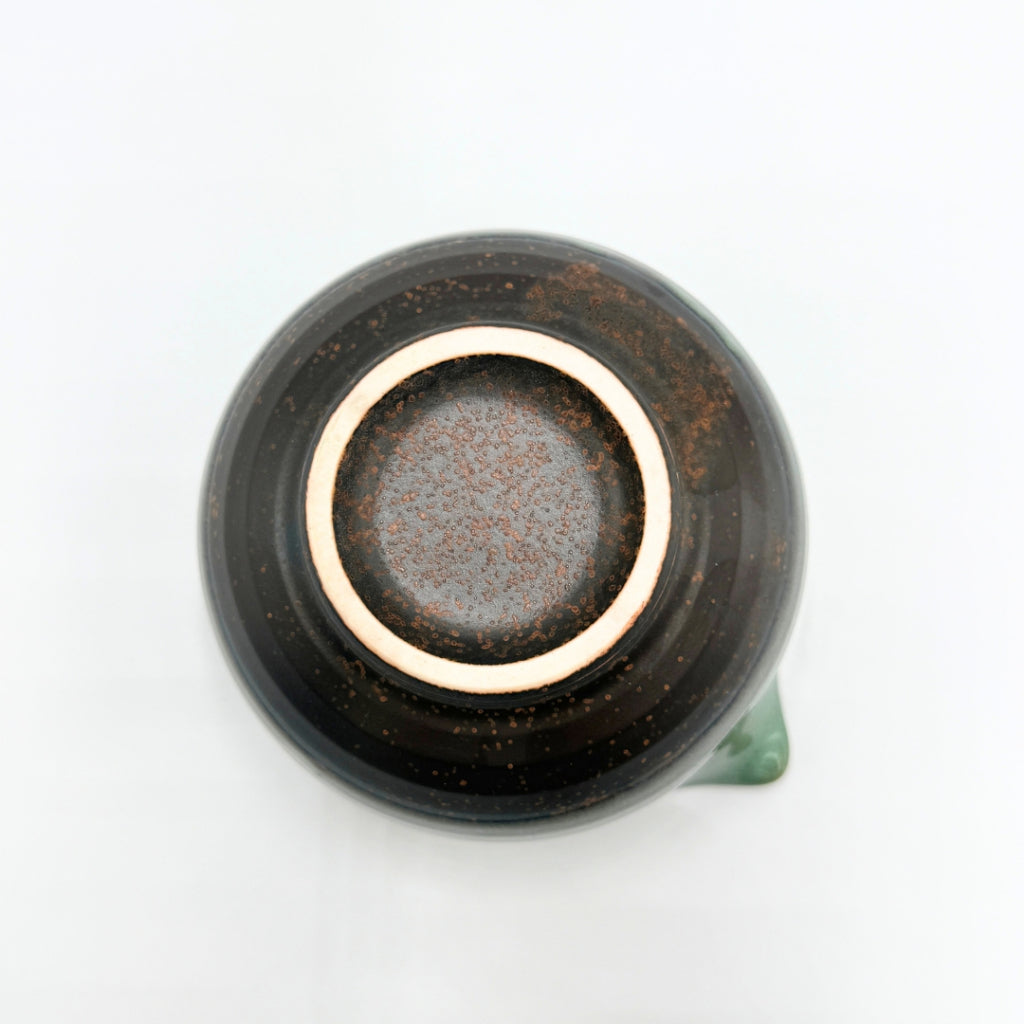 Japanese Mino Ware Green Glaze Katakuchi Matcha Bowl Handcrafted Ceramic Tea Cup Made in Japan
