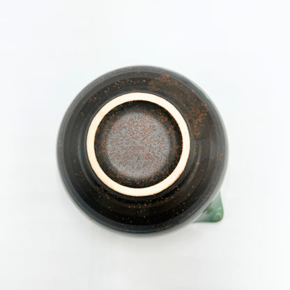 Japanese Mino Ware Green Glaze Katakuchi Matcha Bowl Handcrafted Ceramic Tea Cup Made in Japan