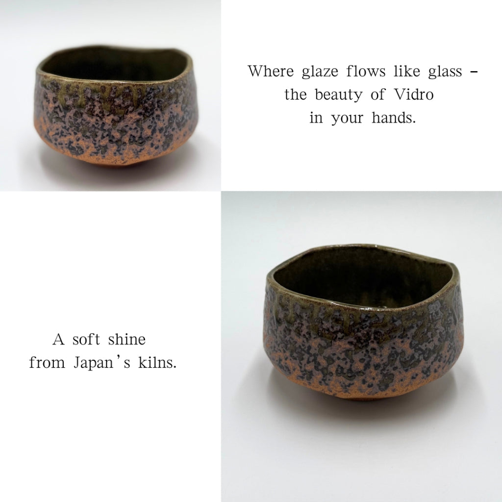 Matcha Bowl Glassy Glaze – Japanese Chawan Mino Ware, Celadon Blue-Green Ceramic, Made in Japan