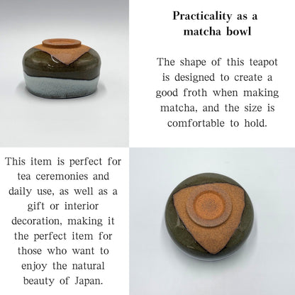 Matcha Bowl Unofu Nagashi – Japanese Chawan Tea Cup, Mino Ware with White Flowing Glaze, Made in Japan
