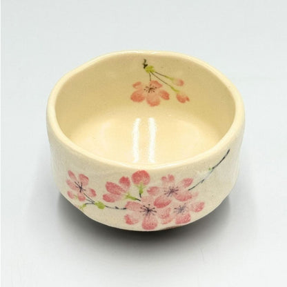 Shiroyama Sakura Mini Matcha Bowl Mino Ware Japanese Ceramic Tea Cup Handcrafted in Japan