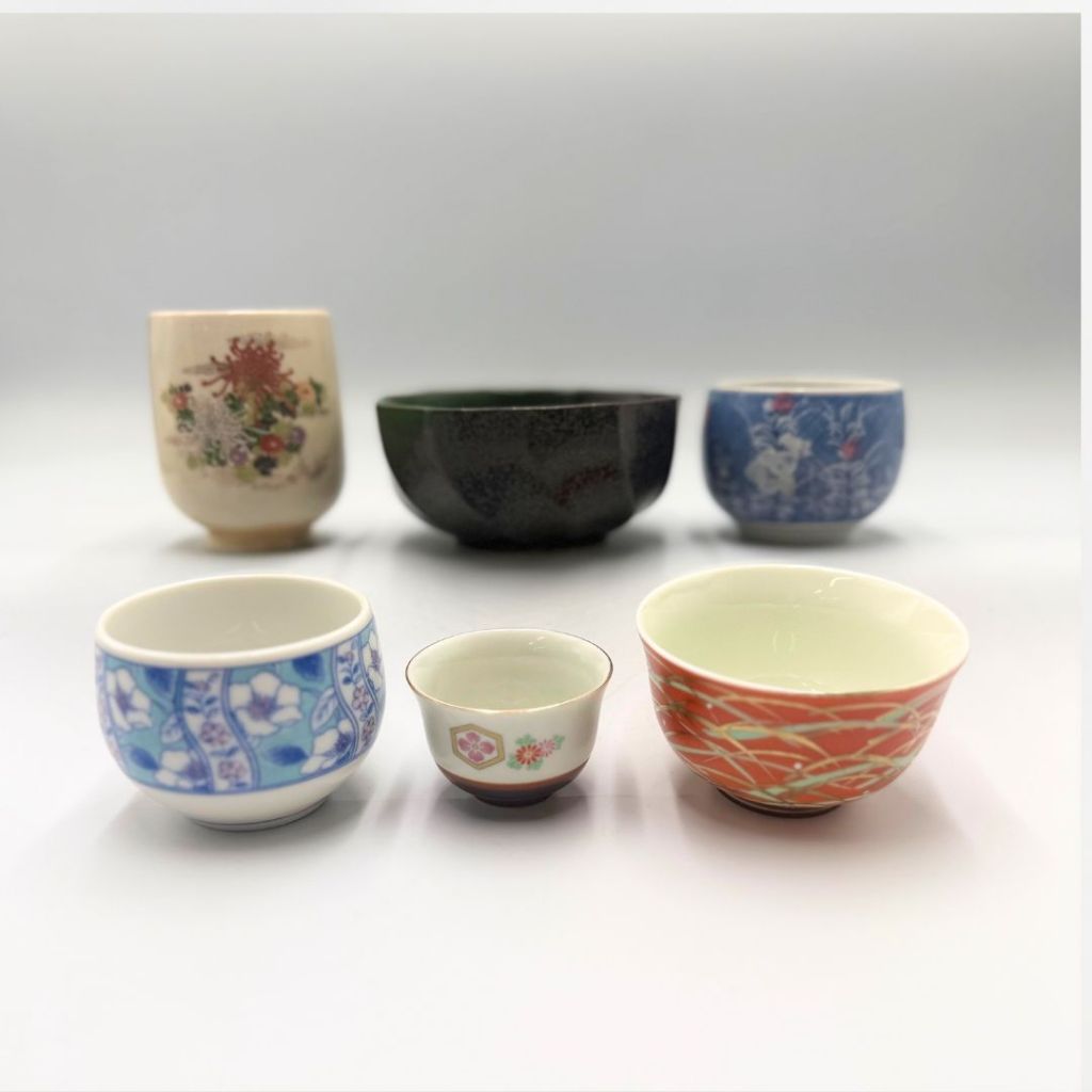 Japanese Ceramic 3-Piece Set: Mino Ware, Kutani Ware, Traditional Pottery Teacups (Random Assortment)