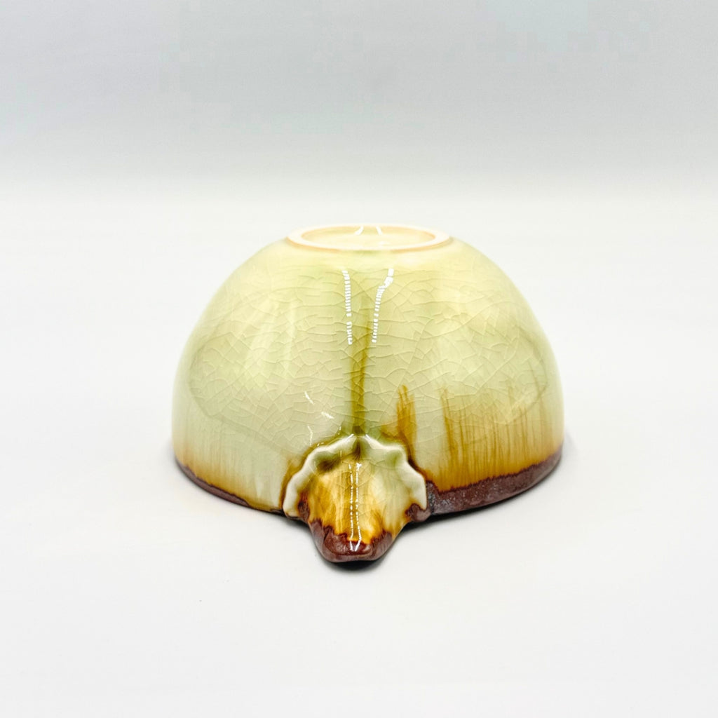 Japanese Mino Ware Matcha Bowl Katakuchi Pouring Spout Rustic Crackle Glaze Ceramic Tea Cup