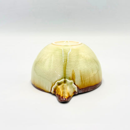 Japanese Mino Ware Matcha Bowl Katakuchi Pouring Spout Rustic Crackle Glaze Ceramic Tea Cup