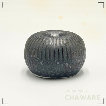 Japanese Mino Ware Silver Chasen Stand Round Tea Whisk Holder Matcha Ceramic Gift