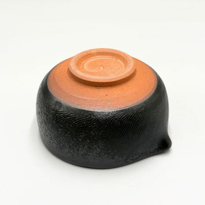 Mino Yaki Black Glaze Matcha Bowl with Spout | Japanese Ceramic Tea Bowl for Matcha Latte
