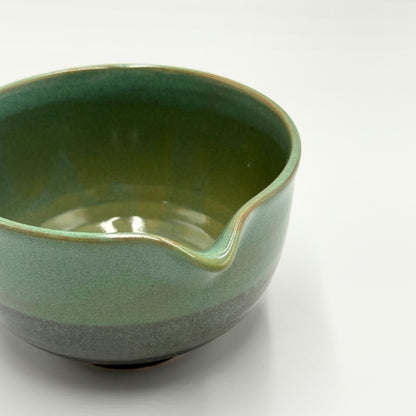 Japanese Mino Ware Green Glaze Katakuchi Matcha Bowl Handcrafted Ceramic Tea Cup Made in Japan