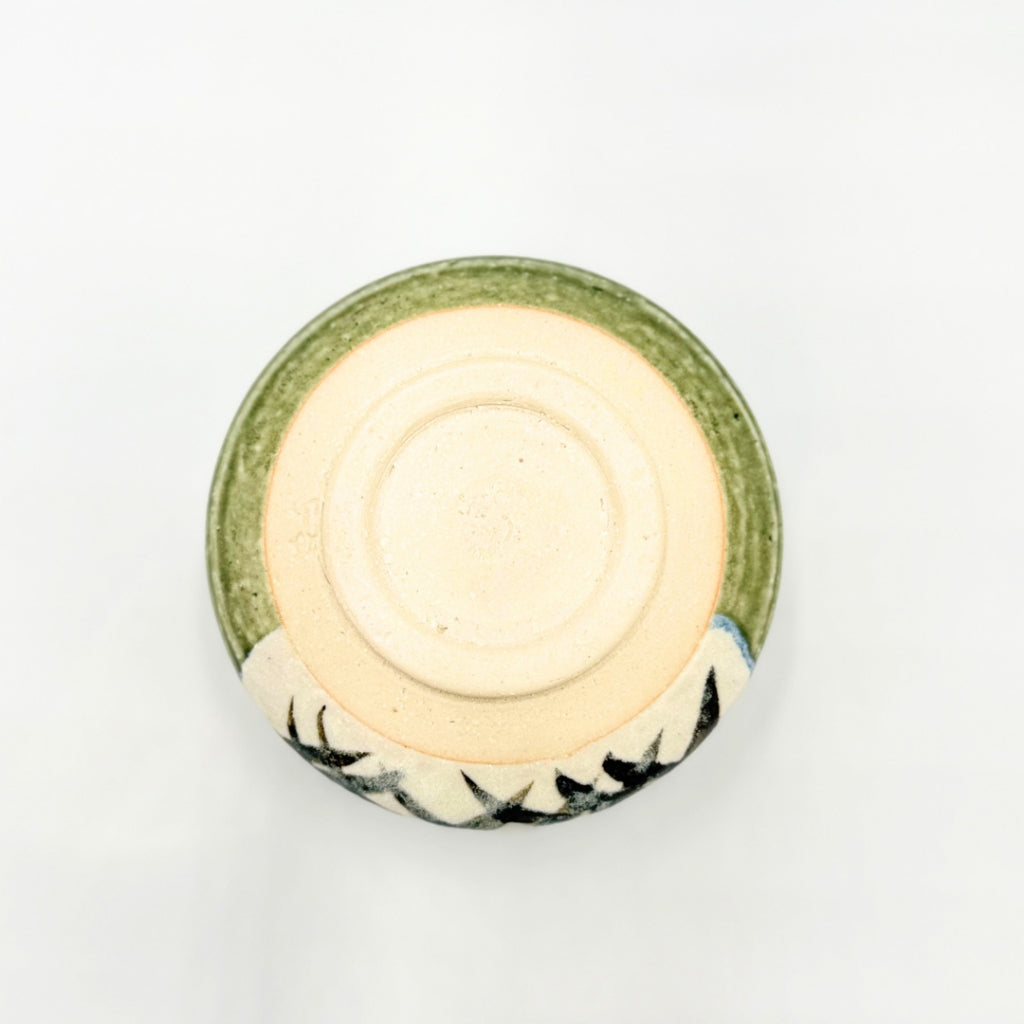 Oribe Ashi Matcha Bowl Mino Ware Handcrafted Japanese Ceramic Chawan Tea Ceremony